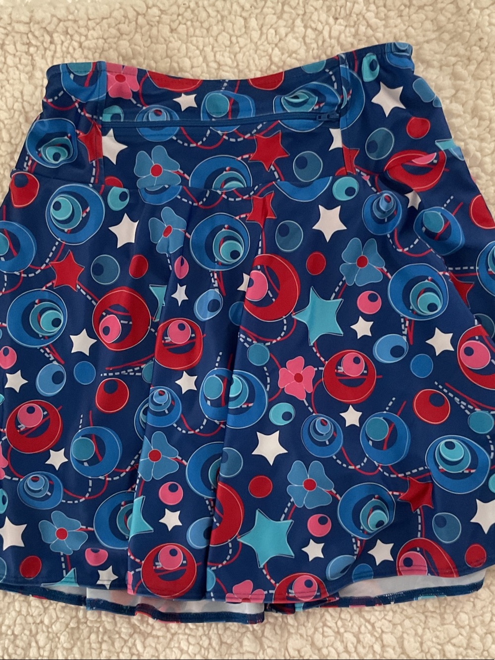Blue Patterned Circle & Star Sparkle Skirt